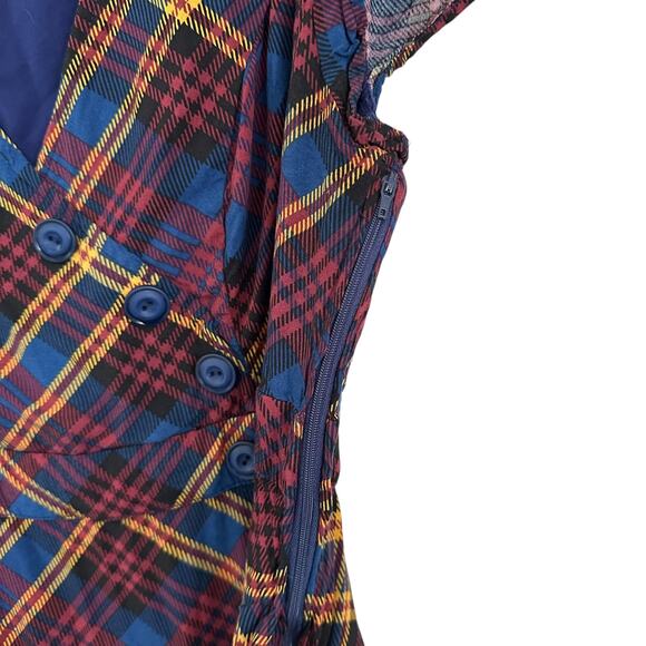 ModCloth Plaid Button-Front Fit & Flare Dress – Vintage Style, Size‎ L - Picture 5 of 9